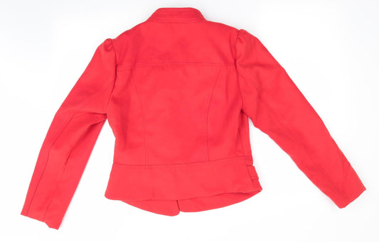 RIU Womens Orange Bomber Jacket Coat Size 10 - Soft Felt like texture gathered shoulders