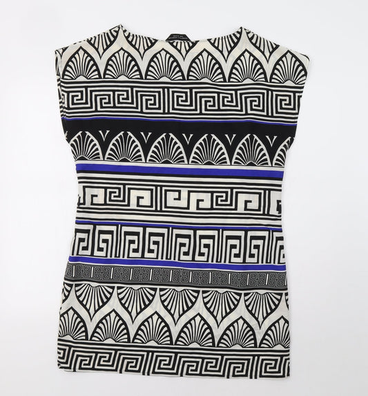 Dorothy Perkins Womens White Geometric A-Line Size 14