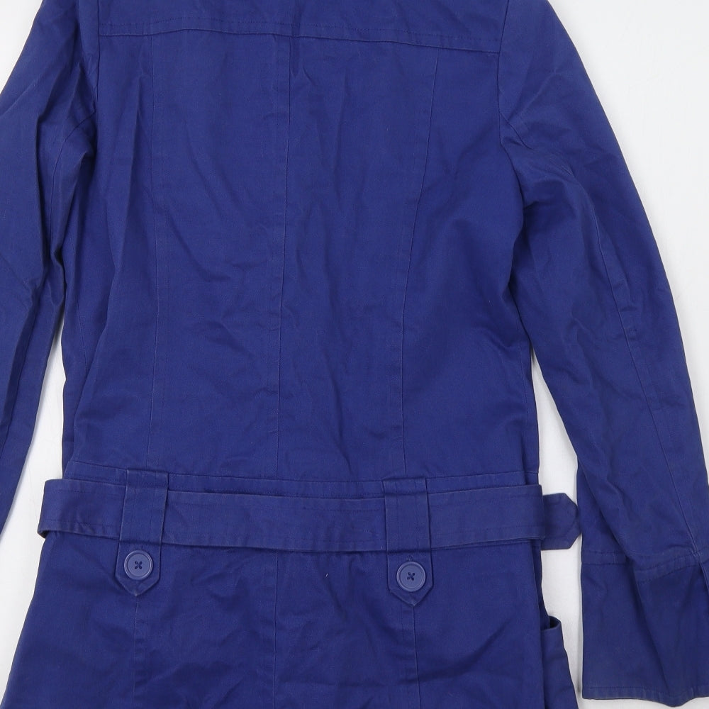 New Looki Womens Blue Pea Coat Coat Size 12