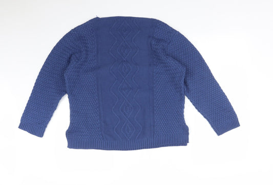 ENVY US Womens Blue Geometric Pullover Sweatshirt Size L