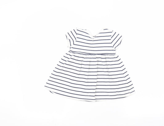 Maine New England Girls White Striped A-Line Size 9-10 Years
