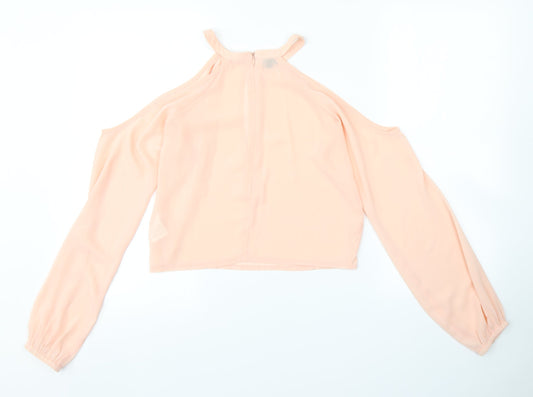 Missguided Womens Pink Cropped Blouse Size 8