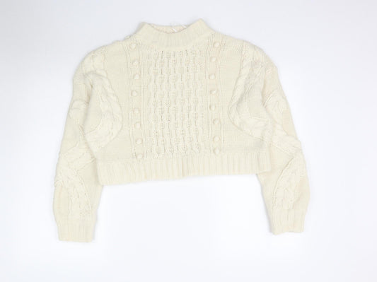Nasty Gal Womens Ivory Knit Pullover Jumper Size M