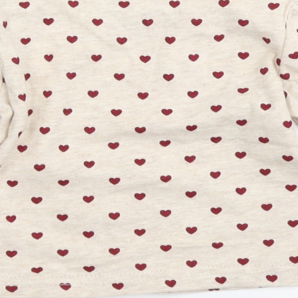 early days Girls Beige Polka Dot Basic T-Shirt Size 0-3 Months