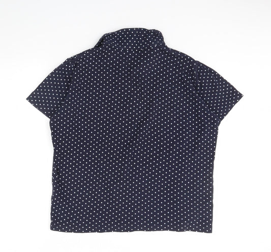 EWM Mens Blue Polka Dot Polo Size L