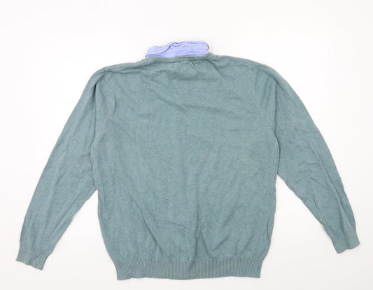 Cotton Traders Mens Blue Knit Pullover Jumper Size M