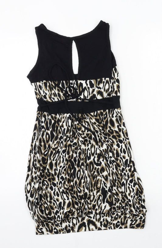 K&D Womens Brown Animal Print Rayon Slip Dress Size 10