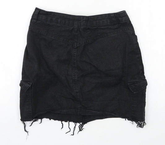 Denim & Co. Womens Black Denim A-Line Skirt Size 8