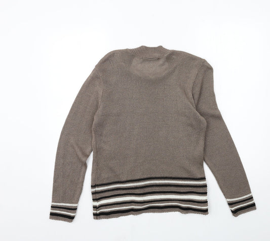 Just Elegance Womens Brown Striped Knit Pullover Jumper Size S