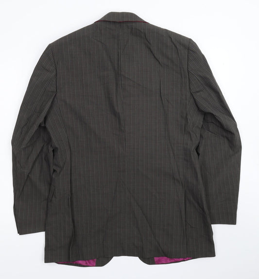 Ten Mens Grey Striped Jacket Suit Jacket Size 40