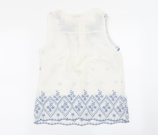 NEXT Womens White Floral Basic Blouse Size 10