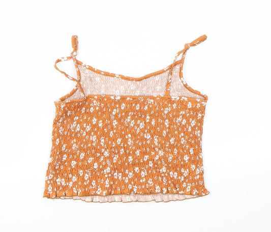 New Look Womens Orange Floral Basic Polo Size 14