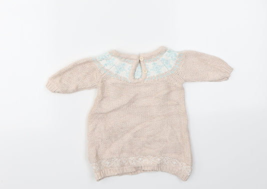 EARLY DAYS Girls Pink Geometric Pullover Jumper Size 0-3 Months