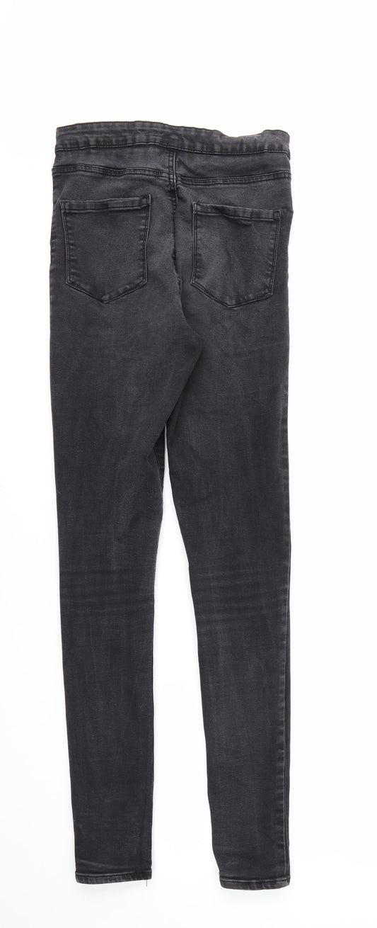 DENIM &CO Womens Black Houndstooth Skinny Jeans Size 12 L30 in