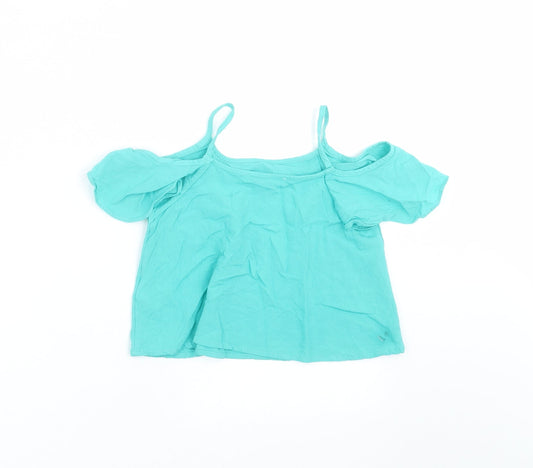 Marks and Spencer Girls Green Camisole Blouse Size 3-4 Years - cold shoulder