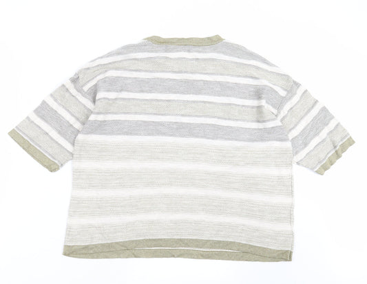 Marks and Spencer Womens Green Striped Knit Pullover Jumper Size 16