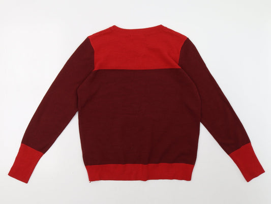Marks and Spencer Womens Red Striped Pullover Sweatshirt Size 12