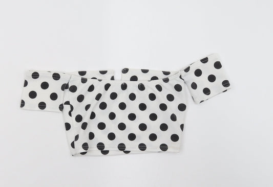 PRETTYLITTLETHING Womens White Polka Dot Cropped Tank Size 6