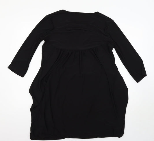 Nicole Womens Black Houndstooth T-Shirt Dress Size L