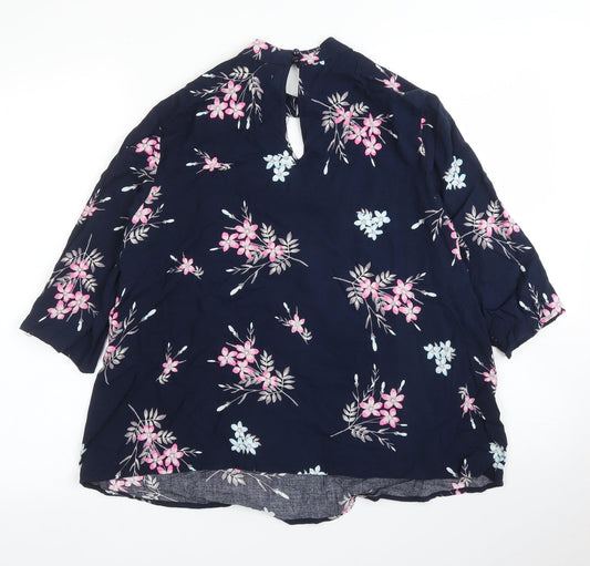 Apricot Womens Blue Floral Basic Blouse Size 10