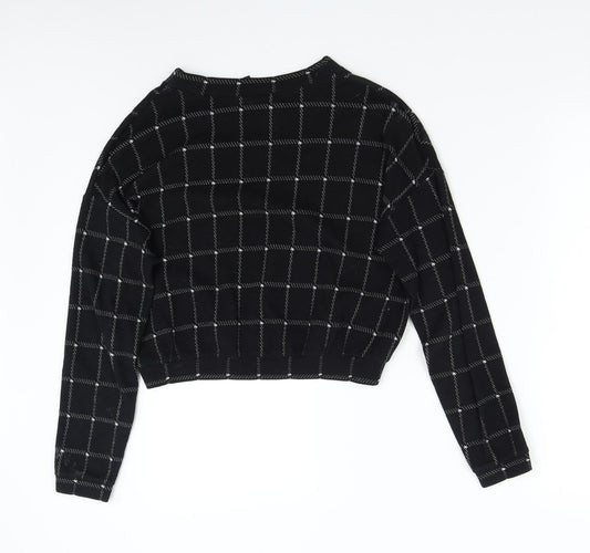 H&M Womens Black Check Pullover Sweatshirt Size XS