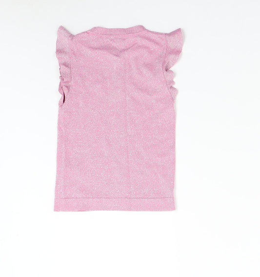 River Island Girls Pink Knit Pullover Jumper Size 9-10 Years