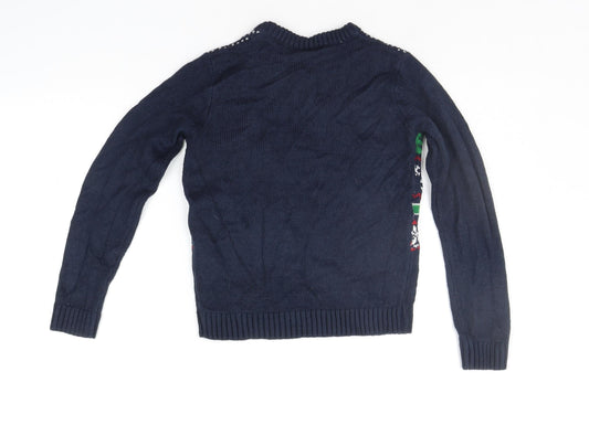 Peppers Girls Blue Geometric Pullover Jumper Size 6-7 Years - Christams