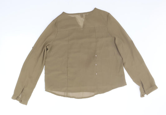 Preworn Womens Green Basic Button-Up Size M
