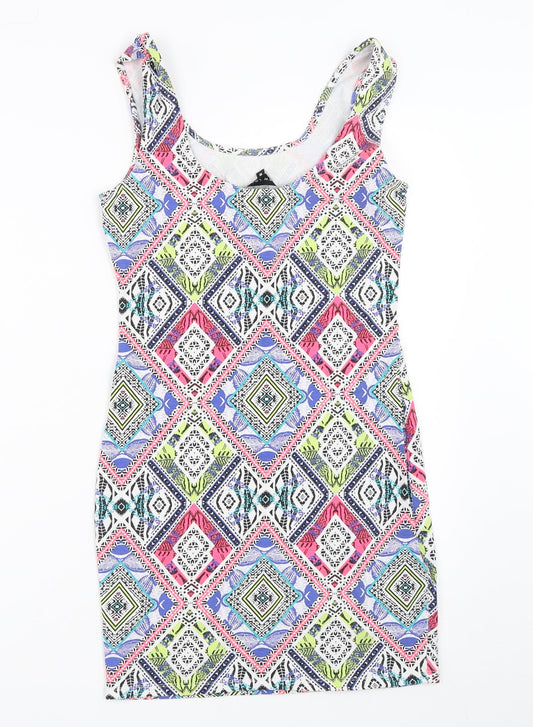New Look Womens White Geometric Bodycon Size 10