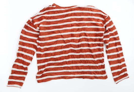 New Look Womens Orange Striped Pullover Jumper Size M