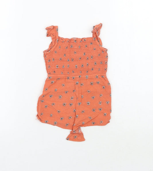 Primark Girls Orange Floral Babygrow One-Piece Size 0-3 Months