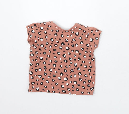 Primark Girls Pink Animal Print Basic T-Shirt Size 0-3 Months