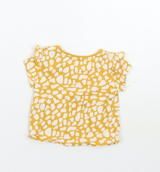 Primark Girls Yellow Animal Print Basic T-Shirt Size 0-3 Months