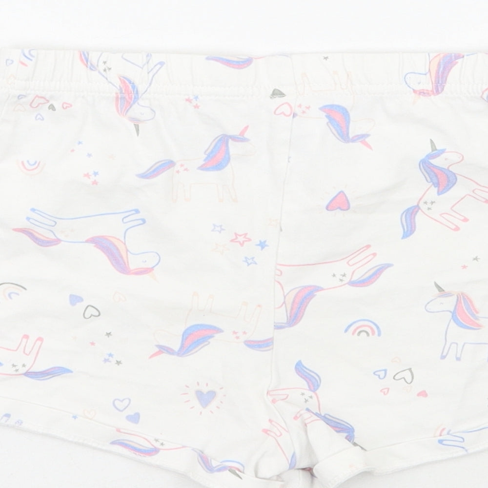 George Girls White Geometric Sweat Shorts Size 5-6 Years