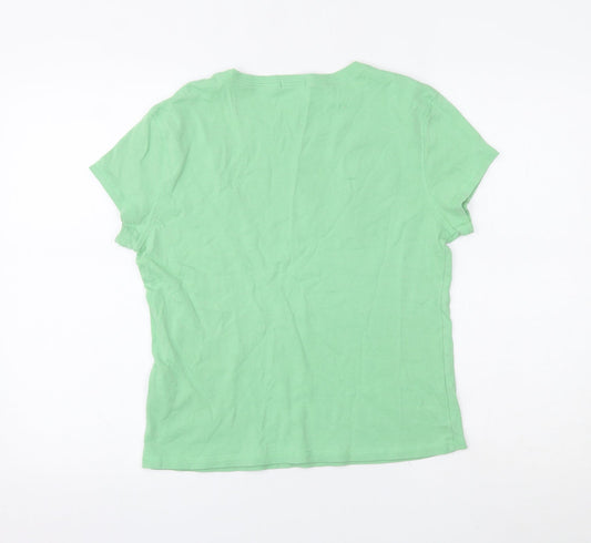 Elle Louise Womens Green Basic T-Shirt Size L