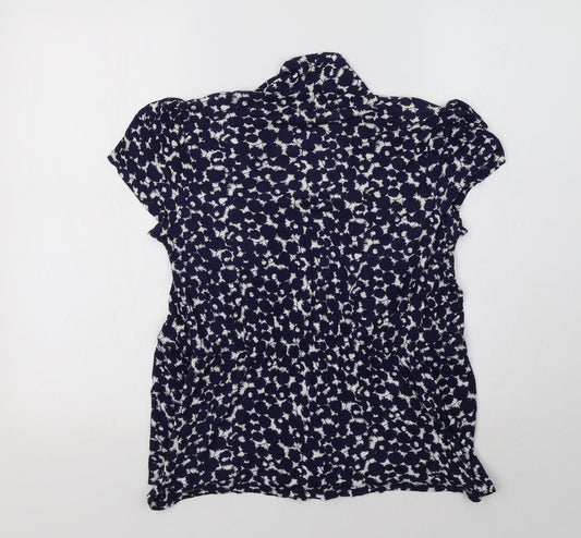 Per Una Womens Blue Geometric Basic Blouse Size 12