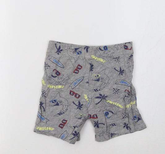 Preworn Boys Grey Geometric Sweat Shorts Size 5-6 Years