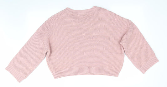 New Look Womens Pink Pullover Jumper Size S - Batwing Sleeve