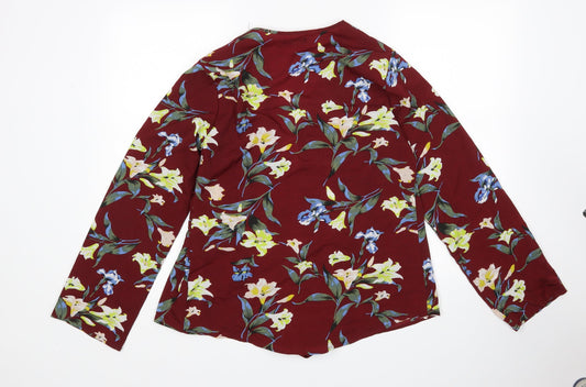 Boohoo Womens Multicoloured Floral Wrap Blouse Size 10