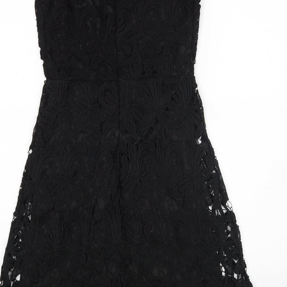 Boohoo Womens Black Floral Mini Size 8