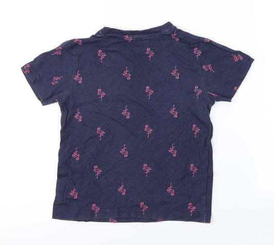 Primark Boys Blue Animal Print Basic T-Shirt Size 6-7 Years