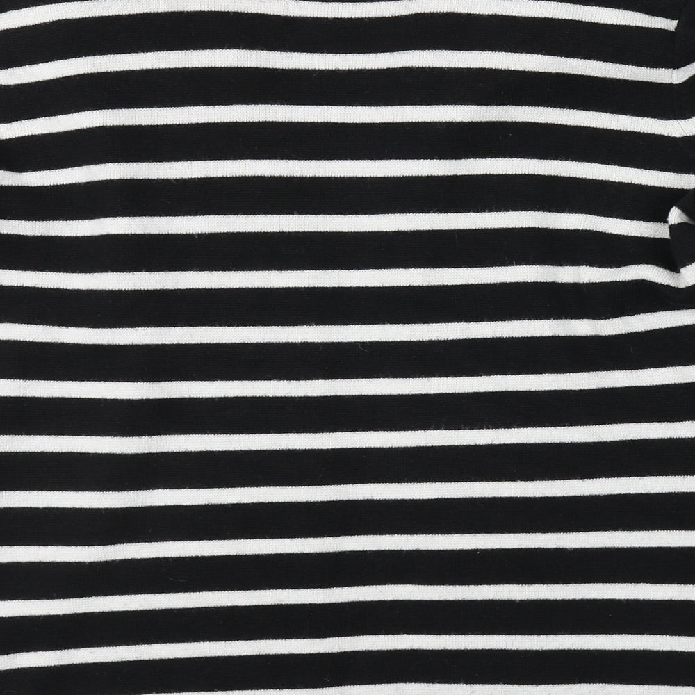 M&S Womens Black Striped Cardigan Jumper Size 12