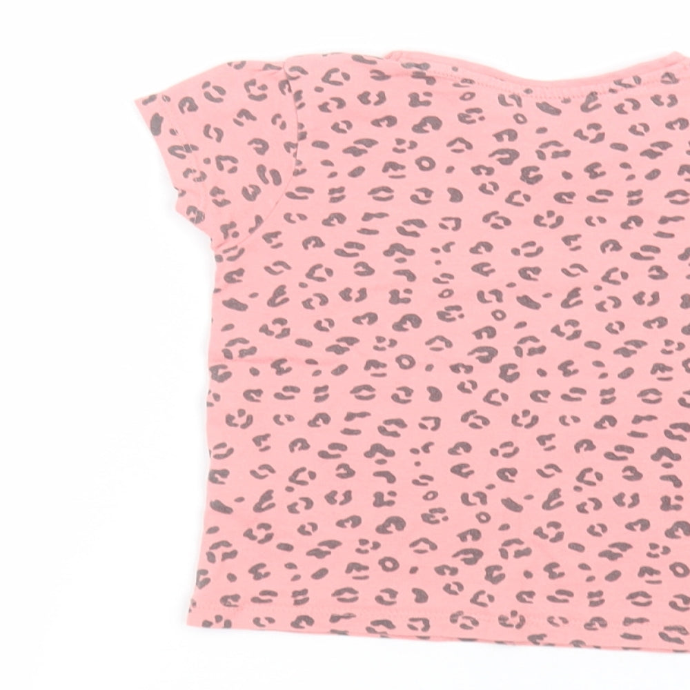 Primark Baby Pink Animal Print Basic T-Shirt Size 24 Months