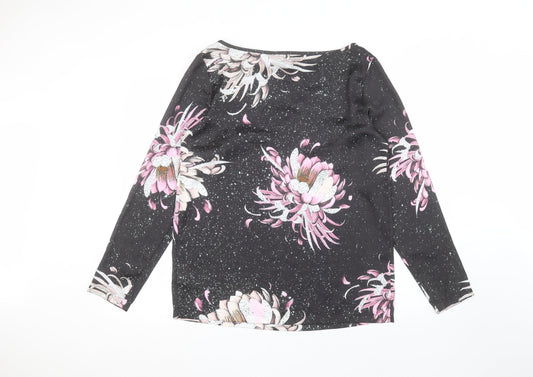 NEXT Womens Black Floral Basic T-Shirt Size 12