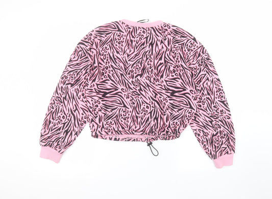 H&M Womens Pink Animal Print Pullover Jumper Size XS