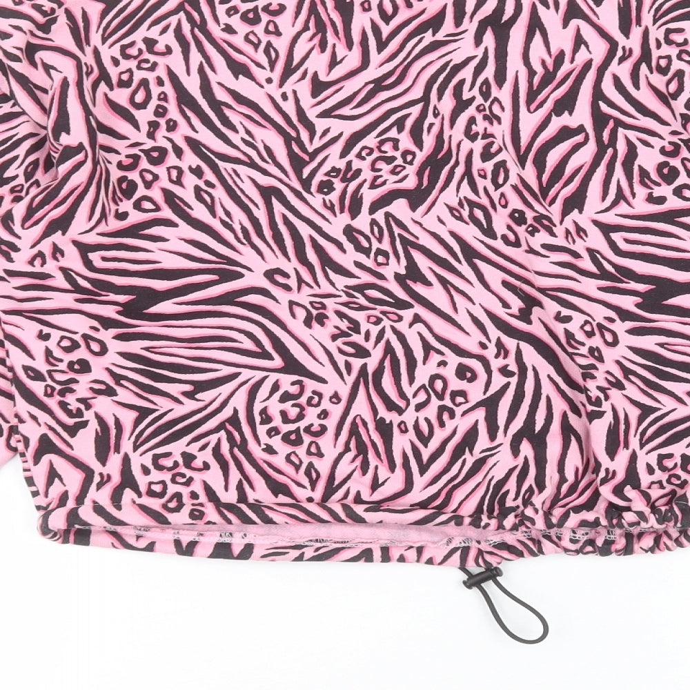 H&M Womens Pink Animal Print Pullover Jumper Size XS