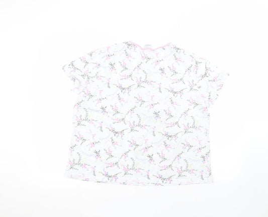 Damart Womens White Floral Basic T-Shirt Size L