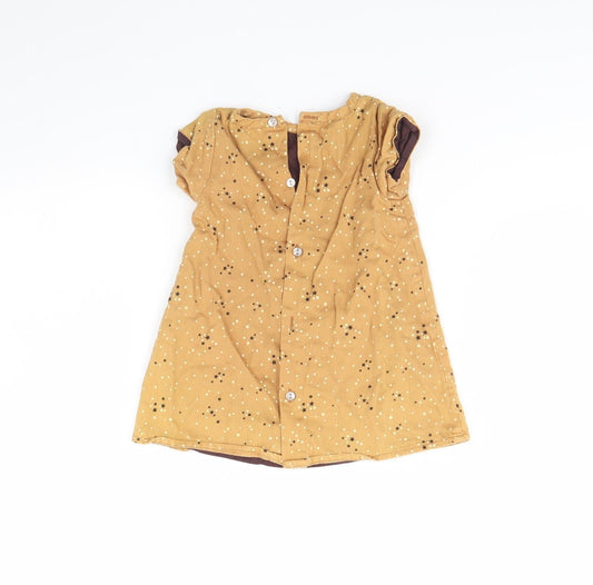 Preworn Girls Brown Polka Dot Tank Dress Size 12 Months