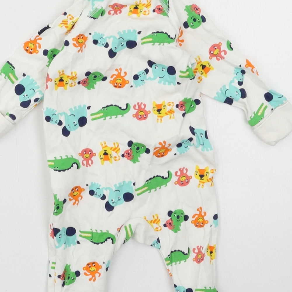 Polarn O. Pyret Boys White Geometric Jersey Babygrow One-Piece Size 0-3 Months - Crocodile