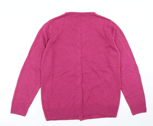 Classic Womens Pink Knit Cardigan Jumper Size 10